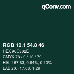 Color code: RGB 12.1 54.8 46 | qconv.com