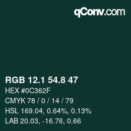 カラーコード: RGB 12.1 54.8 47 | qconv.com
