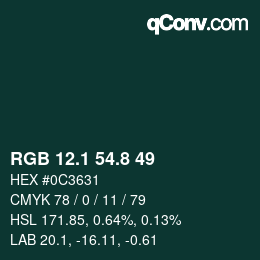 カラーコード: RGB 12.1 54.8 49 | qconv.com