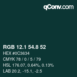 カラーコード: RGB 12.1 54.8 52 | qconv.com