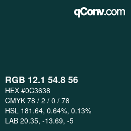 Color code: RGB 12.1 54.8 56 | qconv.com