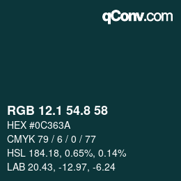 カラーコード: RGB 12.1 54.8 58 | qconv.com