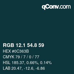 カラーコード: RGB 12.1 54.8 59 | qconv.com