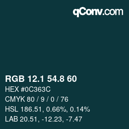 Color code: RGB 12.1 54.8 60 | qconv.com