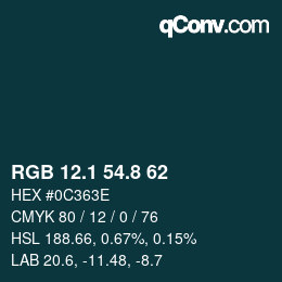 カラーコード: RGB 12.1 54.8 62 | qconv.com