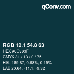 Color code: RGB 12.1 54.8 63 | qconv.com