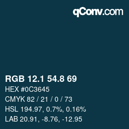 Color code: RGB 12.1 54.8 69 | qconv.com