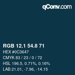 Farbcode: RGB 12.1 54.8 71 | qconv.com
