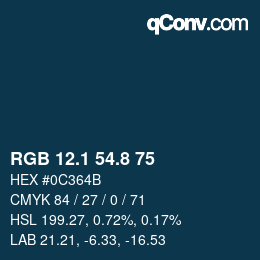 Color code: RGB 12.1 54.8 75 | qconv.com