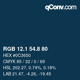 Color code: RGB 12.1 54.8 80 | qconv.com