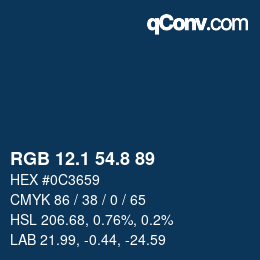 Farbcode: RGB 12.1 54.8 89 | qconv.com