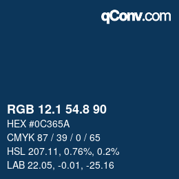 Color code: RGB 12.1 54.8 90 | qconv.com