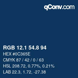 Farbcode: RGB 12.1 54.8 94 | qconv.com