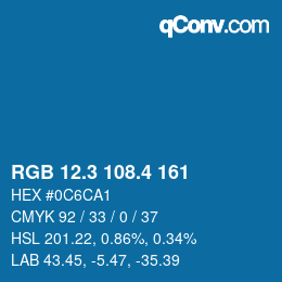 カラーコード: RGB 12.3 108.4 161 | qconv.com