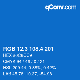 カラーコード: RGB 12.3 108.4 201 | qconv.com
