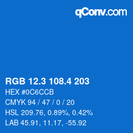 カラーコード: RGB 12.3 108.4 203 | qconv.com