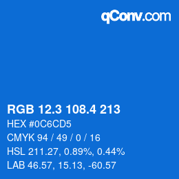 カラーコード: RGB 12.3 108.4 213 | qconv.com