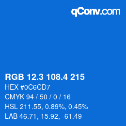 カラーコード: RGB 12.3 108.4 215 | qconv.com