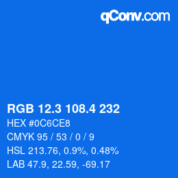 カラーコード: RGB 12.3 108.4 232 | qconv.com