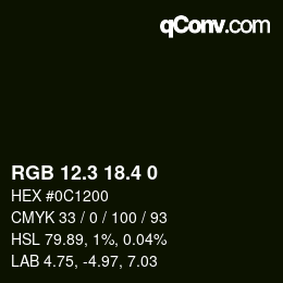 カラーコード: RGB 12.3 18.4 0 | qconv.com