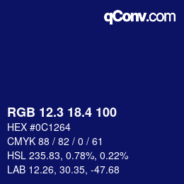 カラーコード: RGB 12.3 18.4 100 | qconv.com