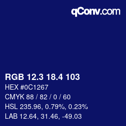 カラーコード: RGB 12.3 18.4 103 | qconv.com
