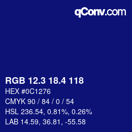 カラーコード: RGB 12.3 18.4 118 | qconv.com