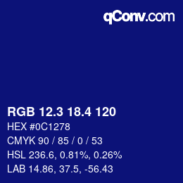 カラーコード: RGB 12.3 18.4 120 | qconv.com