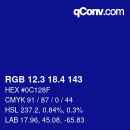カラーコード: RGB 12.3 18.4 143 | qconv.com