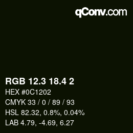 カラーコード: RGB 12.3 18.4 2 | qconv.com
