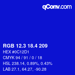 カラーコード: RGB 12.3 18.4 209 | qconv.com