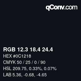 カラーコード: RGB 12.3 18.4 24.4 | qconv.com