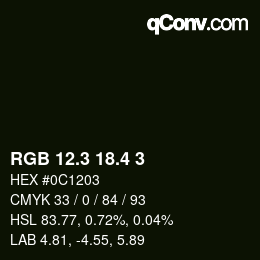 カラーコード: RGB 12.3 18.4 3 | qconv.com