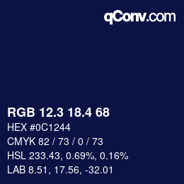 カラーコード: RGB 12.3 18.4 68 | qconv.com