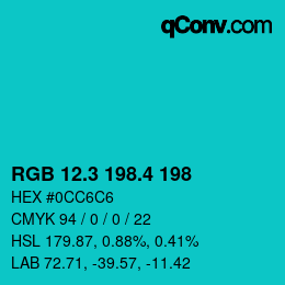 カラーコード: RGB 12.3 198.4 198 | qconv.com