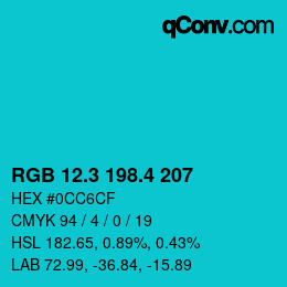 カラーコード: RGB 12.3 198.4 207 | qconv.com