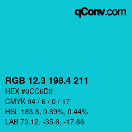 カラーコード: RGB 12.3 198.4 211 | qconv.com