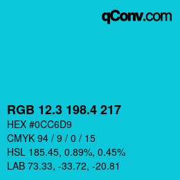 カラーコード: RGB 12.3 198.4 217 | qconv.com