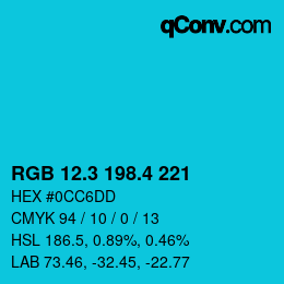 カラーコード: RGB 12.3 198.4 221 | qconv.com