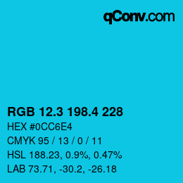 カラーコード: RGB 12.3 198.4 228 | qconv.com