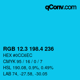 カラーコード: RGB 12.3 198.4 236 | qconv.com