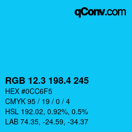 カラーコード: RGB 12.3 198.4 245 | qconv.com
