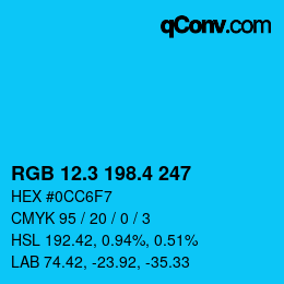カラーコード: RGB 12.3 198.4 247 | qconv.com
