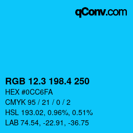 カラーコード: RGB 12.3 198.4 250 | qconv.com