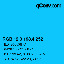 カラーコード: RGB 12.3 198.4 252 | qconv.com