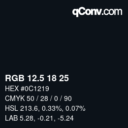 Color code: RGB 12.5 18 25 | qconv.com