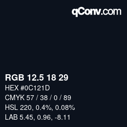 Color code: RGB 12.5 18 29 | qconv.com