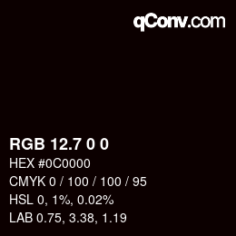 カラーコード: RGB 12.7 0 0 | qconv.com