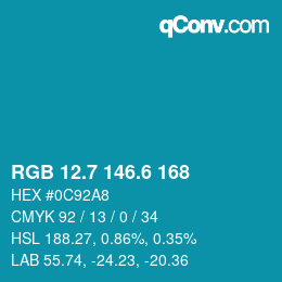 カラーコード: RGB 12.7 146.6 168 | qconv.com