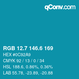 カラーコード: RGB 12.7 146.6 169 | qconv.com